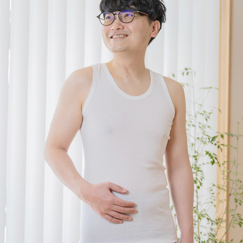 岩盤浴 ランニングU首 メンズインナー | 冷えのお悩み・冷房対策・お腹の冷え