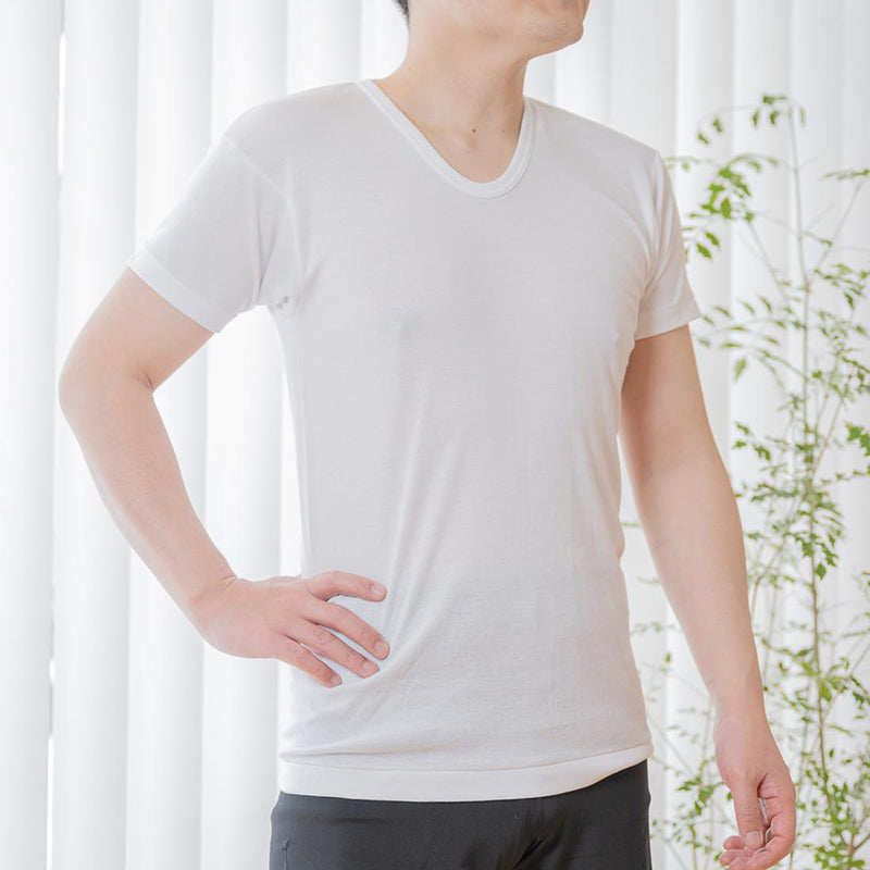 岩盤浴 半袖U首 メンズインナー | 冷えのお悩み・冷房対策・お腹の冷え