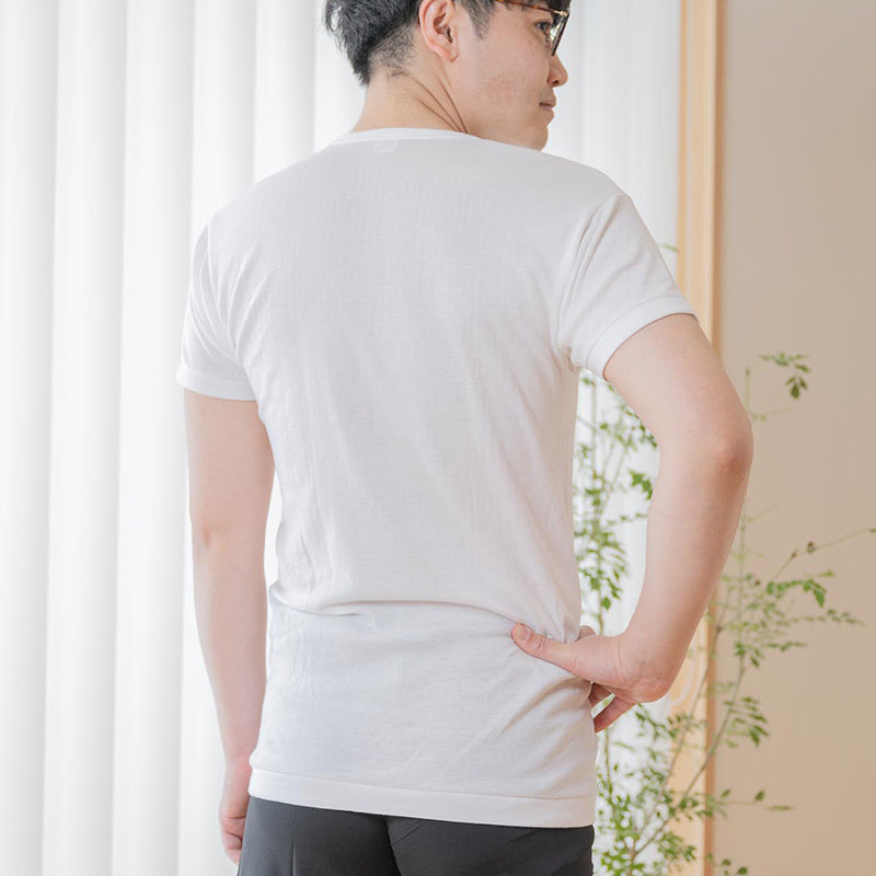 岩盤浴 半袖U首 メンズインナー | 冷えのお悩み・冷房対策・お腹の冷え
