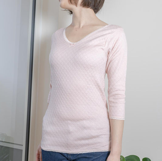 岩盤浴 8分袖キルトレディースインナー | 冷えのお悩み・冷房対策・お腹の冷え